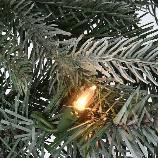 9' x 12" Pre-lit Feel Real® Frosted Artic Spruce Artificial Christmas Garland with Cones & 50 Clear Lights